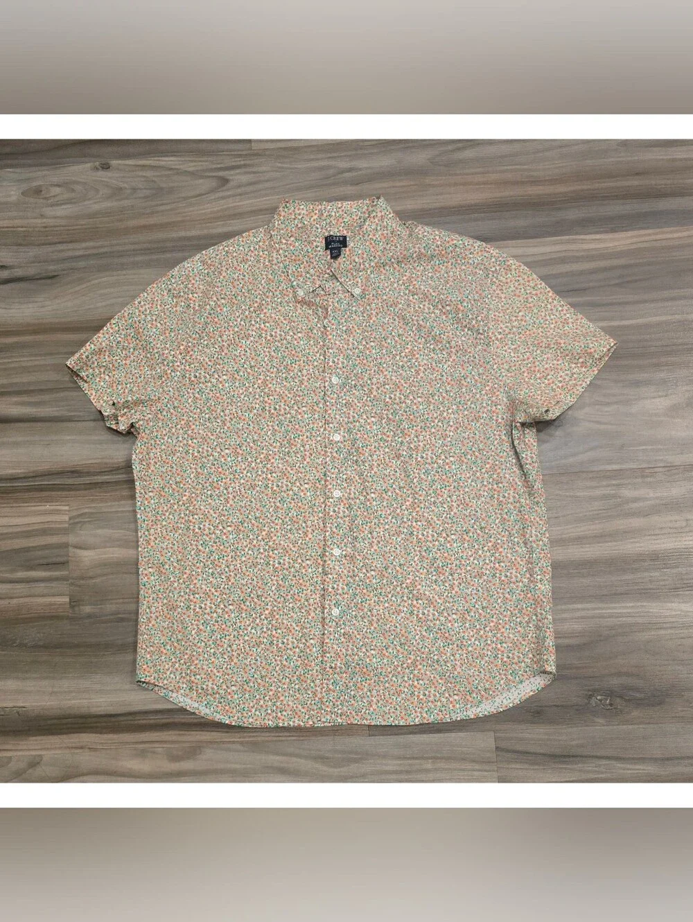 J.Crew Men’s Flex Washed Floral Button Up Shirt XXL Green Orange NWT $`79.50